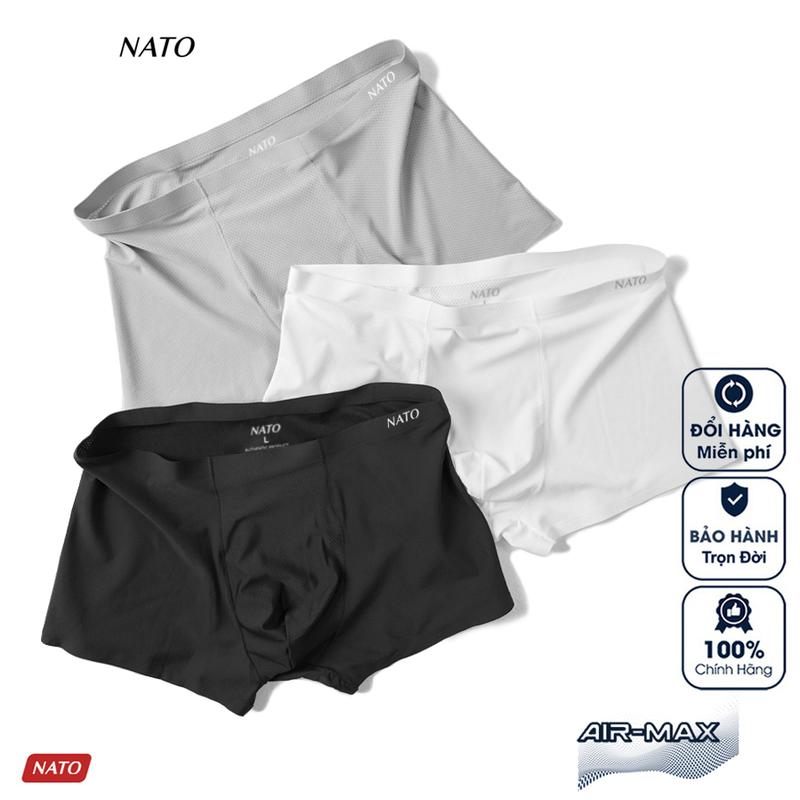 COMBO Quần Lót Boxer Air-Max Nam Vải Lụa Băng Tự Nhiên Thun Lạnh Cao Cấp Màu Đen Xám Trơn Mát Thoáng Xì Lip Sì NATO Quần Boxer Sịp Menswear