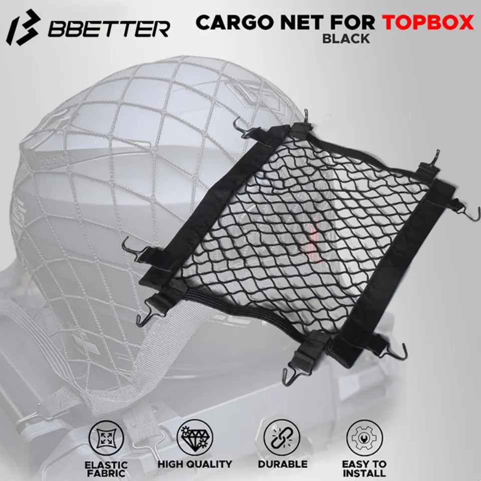 Garterized Top Box Cargo Net With Hook Universal For Motorcycle Top Box Luggage Accessorie