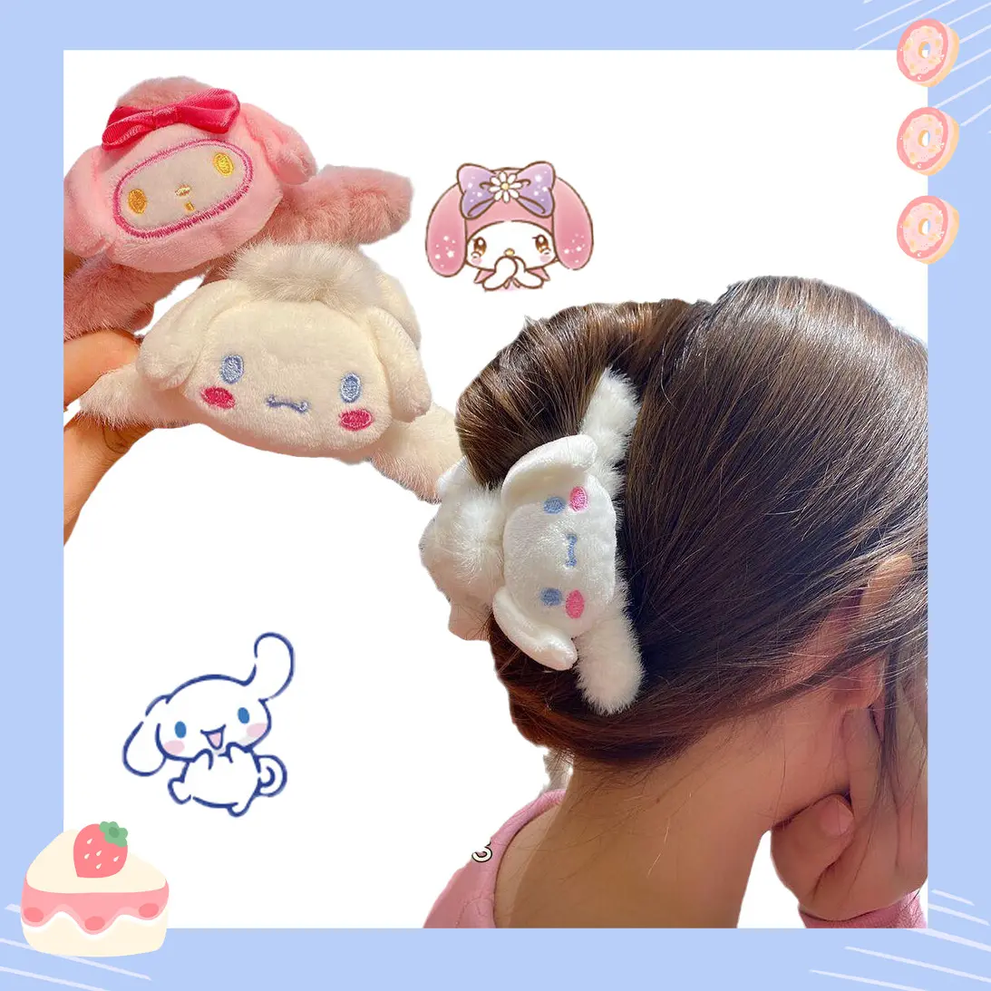 Sanrio Hair Claw Clips Faux Fur Hair Accessories Women Girls Non Slip Gift