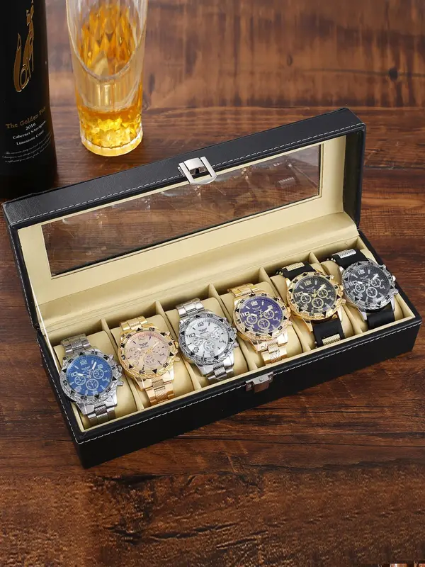 Men's Business Round Dial Analog Quartz Watch Set, Men's  Watches for Men Luxury Watches Watch Set with Box, Fashionable Wristwatch Set for Men As Gifts 2