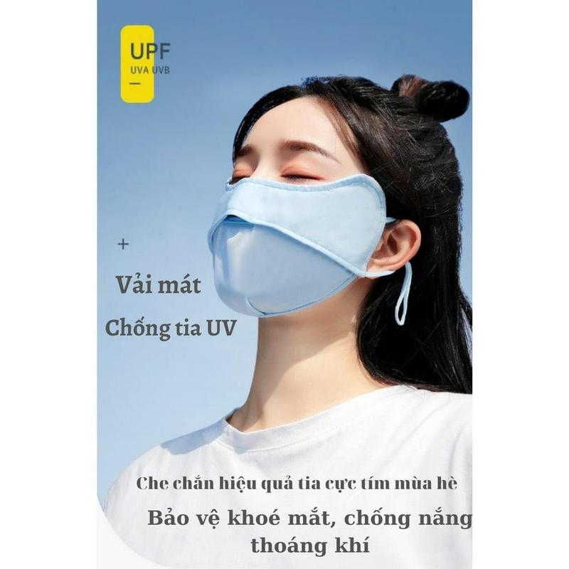 Khẩu trang chống nắng chống tia UV chất lụa băng mềm mịn mát thông thoáng 1