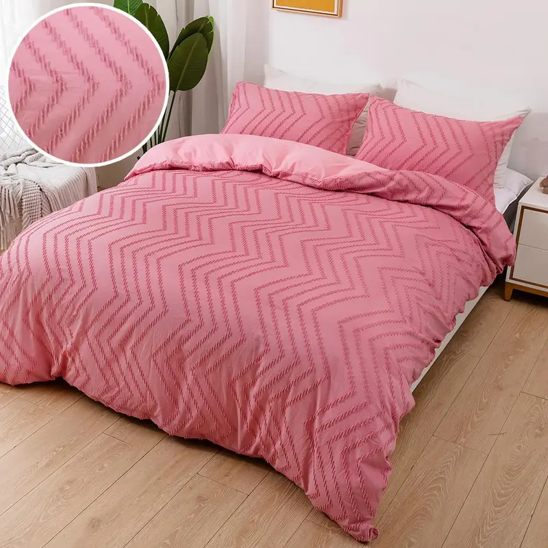 Soft Comfortable Bedding Set, 3 Counts/set Including 1 Count Wavy Print Duvet Cover & 2 Counts Pillowcases without Filler, Modern-Style Bed Sheet Bed Linen Bedding Set for Home Bedroom 3