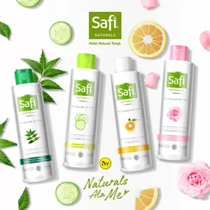 Safi Naturals Micellar Water (Rose Flower Water/ Cucumber Extract/ Neem Leaf/ Yuzu Extract) Penghapus Makeup Anti Air Semua Jenis Kulit Air Micellar