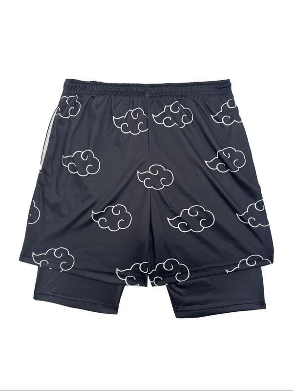 Men's Cloud Print Sports Shorts, Casual Breathable Quick Drying Shorts for Gym Workout Running, Mens Sport & Outdoor Clothing for All Seasons 1