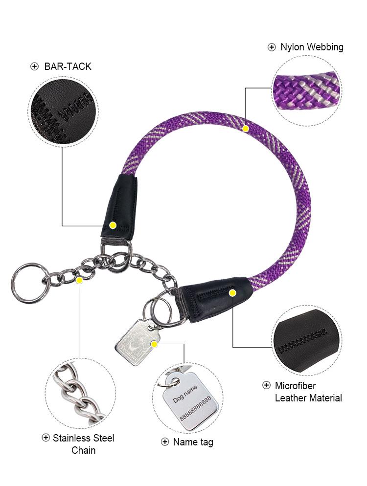 Product Introduction of Truelove Pet P-Collar New Strong Metal Stainless Steel Nylon Braided Large Rope Training Dog Premium Designer Luxury TLC5374 7