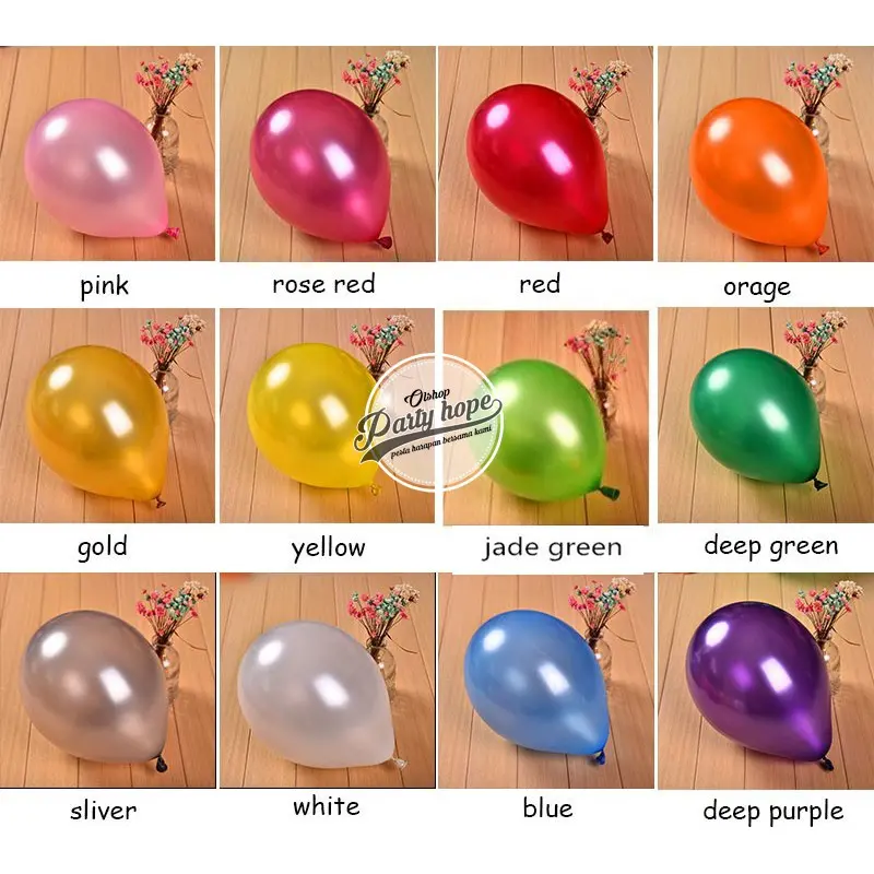 isi 10 Balon metalik 12 inc / balon latex metalik / balon karet warna warni