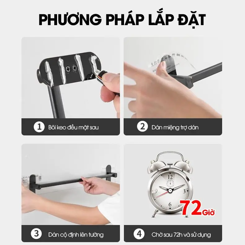 Giá để dép giá treo giày dép lên tường tiết kiệm không gian phòng tắm SQ-5266 Nhôm Anod không rỉ 8
