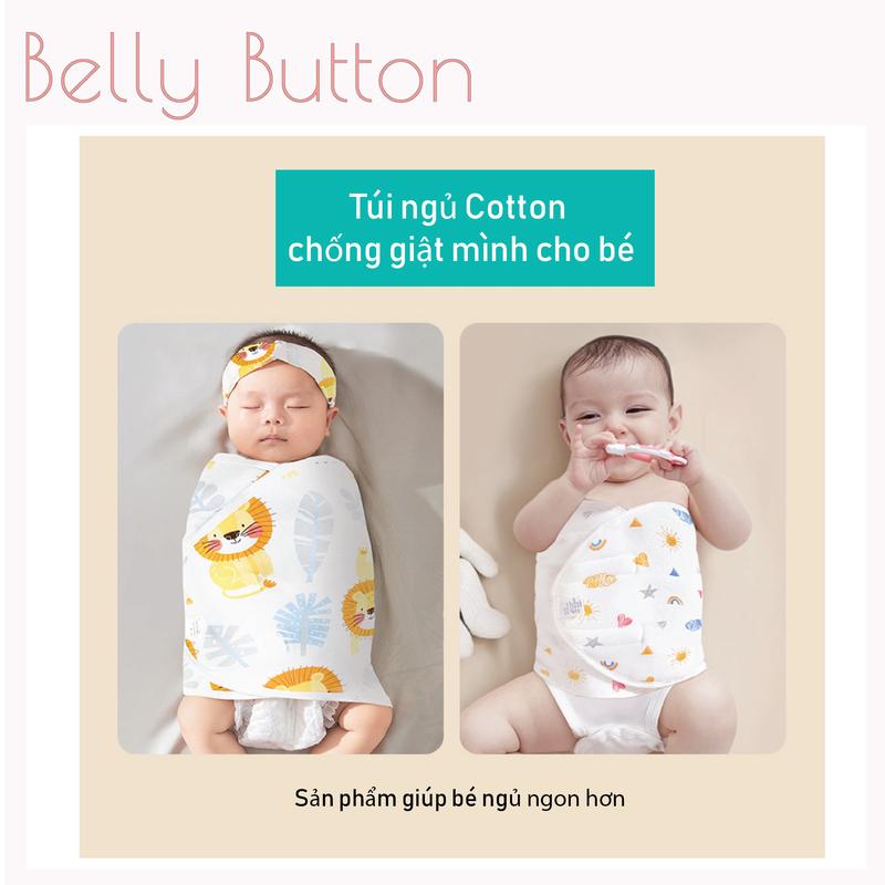 Túi ngủ Cotton, Khăn quấn cho bé 0-1 tuổi, giúp bé ngủ ngon chống giật mình, chất liệu 100% Cotton nguyên chất thay thế nhộng chũn túi ngủ