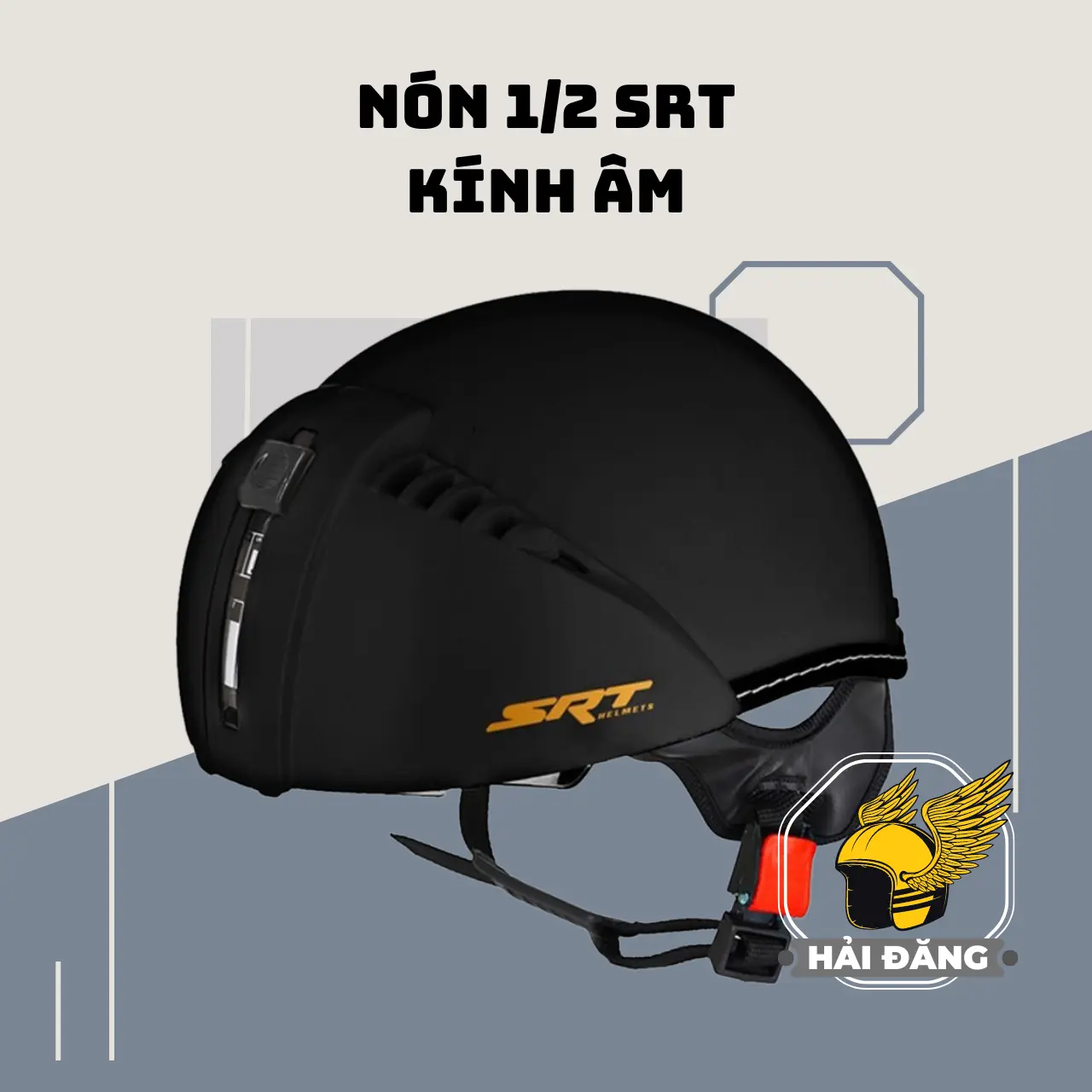 Mũ bảo hiểm 1/2 đầu SRT kính âm (SRT02), Size đầu 55-58cm - Bảo hành 12 tháng