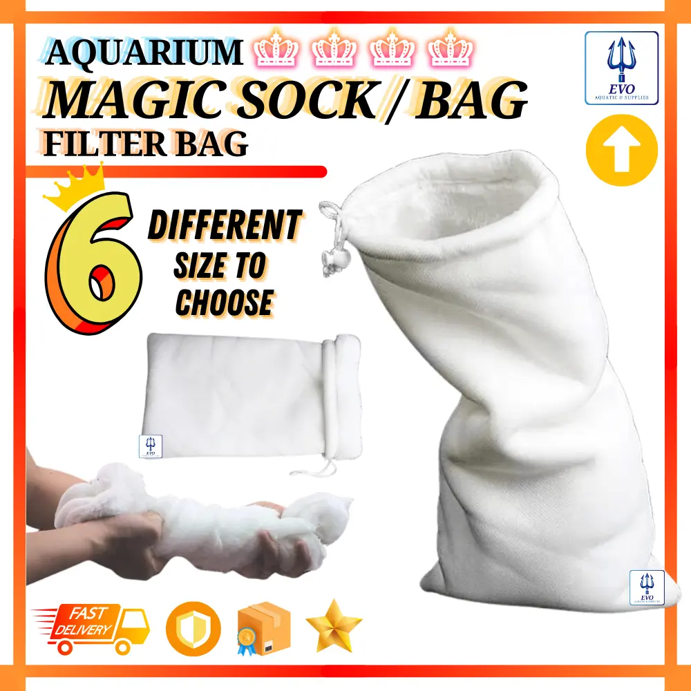Aquarium Magic Sock Filter Bag Durable Polyester Fiber Felt Bag for Fish Tank Clear Akuarium Filter Span Penapisan Tank Ikan Biological Filter Media Sponge EVO Aquatic