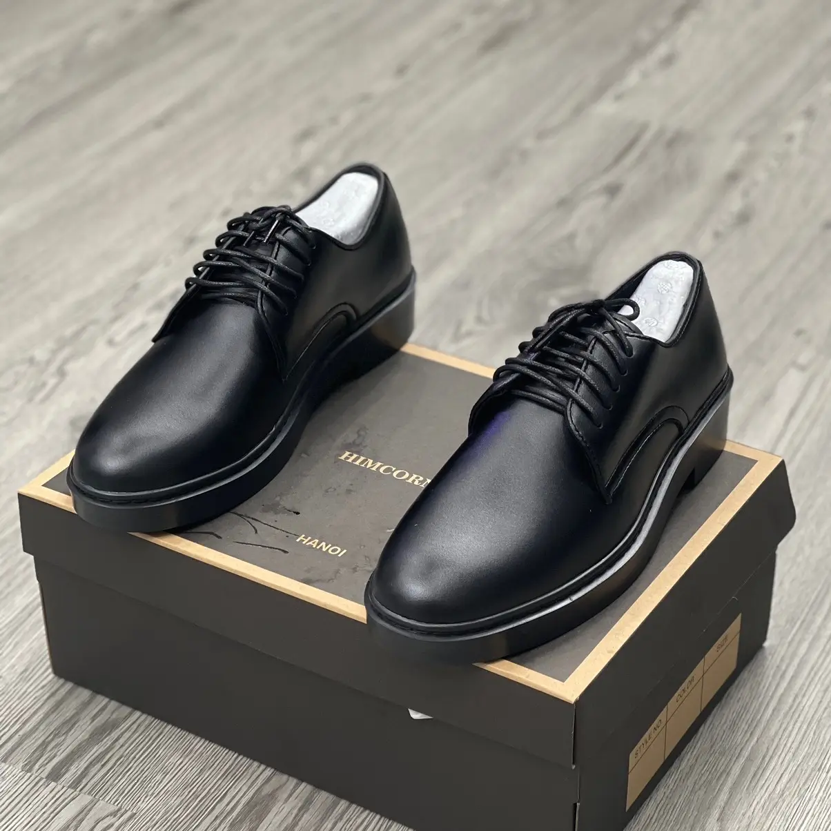 Giày derby công sở mũi tròn da sít cao 5cm, kèm lót tăng chiều cao