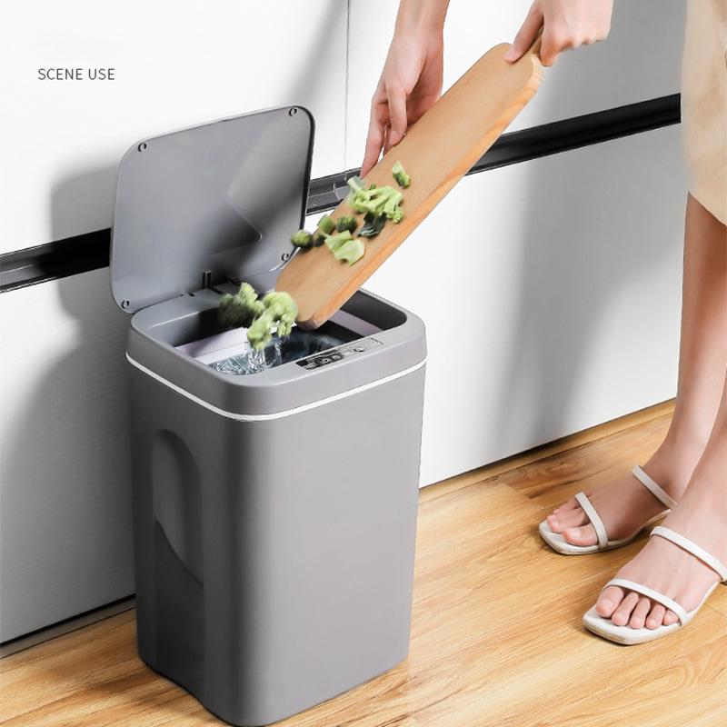 Thùng rác điện tử cảm biến sạc thông minh 12L / 14L / 16L / thân thiện với môi trường / Thùng rác hình chữ nhật tiết kiệm năng lượng 5