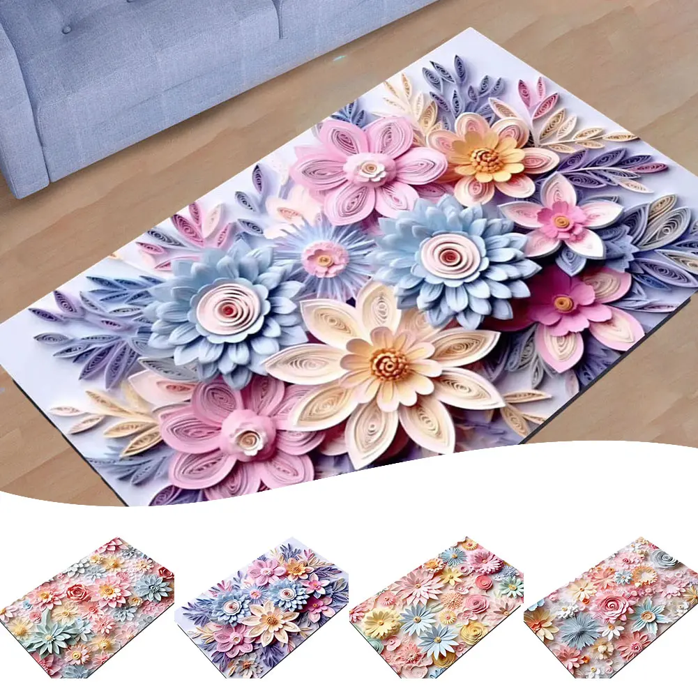 3D Floral Diatom Mud Floor Mat for Bathroom Superior Water Absorbency and Anti Slip Design Perfect for Modern Home