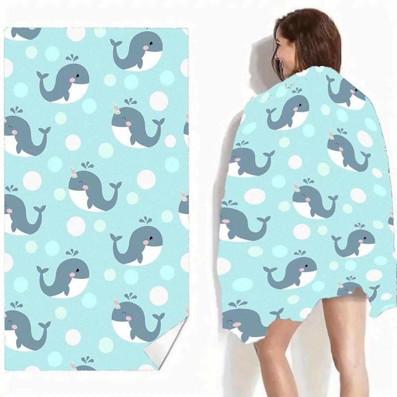Whale Pattern Beach Towel, 1 Count Soft Absorbent Towel, Large Size Towel for Beach, Travel, Camping, Hiking, Swimming, Beach Towel for Women & Men 3