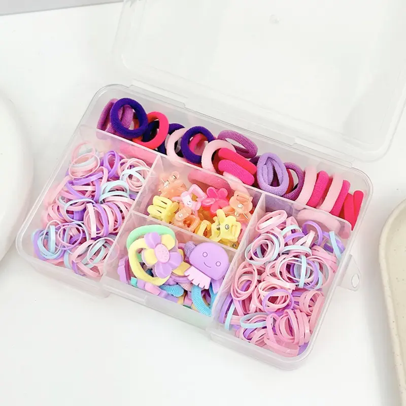 Shinemi - Free Box - 350pcs Jepit Dan Ikat Rambut Set Anak Warna Mix / Aksessoris Rambut Anak Korean Elastis / Jepit Ikat Rambut Set Lucu