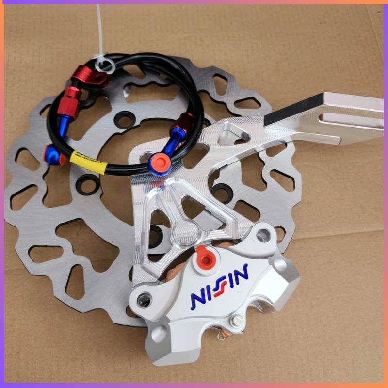 Combo Gắn Sau Xe Ex150/155 - Heo 2pis Nissin + Pad Sau Quay Xuống + Đĩa Phay 220mm Mẫu Bông Kèm Dây Dầu Morin