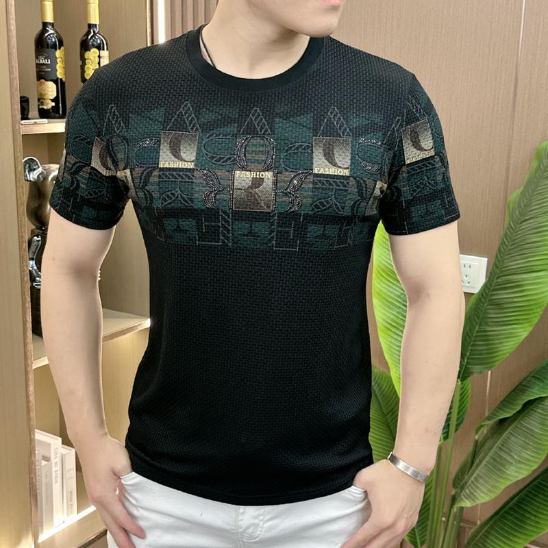 Áo Thun Nam Sang Trọng Cao Cấp, Cổ Áo Lụa Lạnh Tròn, Dáng Ôm, Thoáng Khí, ngắn Tay, Thời Trang 0