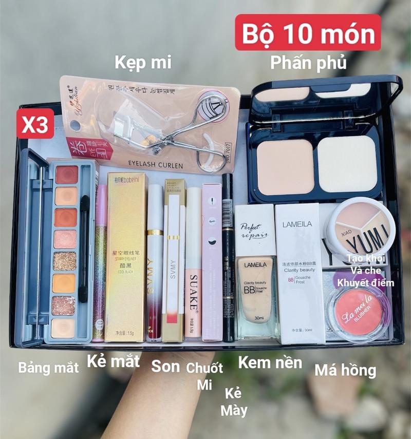 Product Introduction of Bộ Trang Điểm  Đầy Đủ 10 món Bộ trang điểm mặt Chính Hãng Cho Người Mới bộ 10 món X3 Mỹ Phẩm Son Nữ Son Môi Son Kem 1