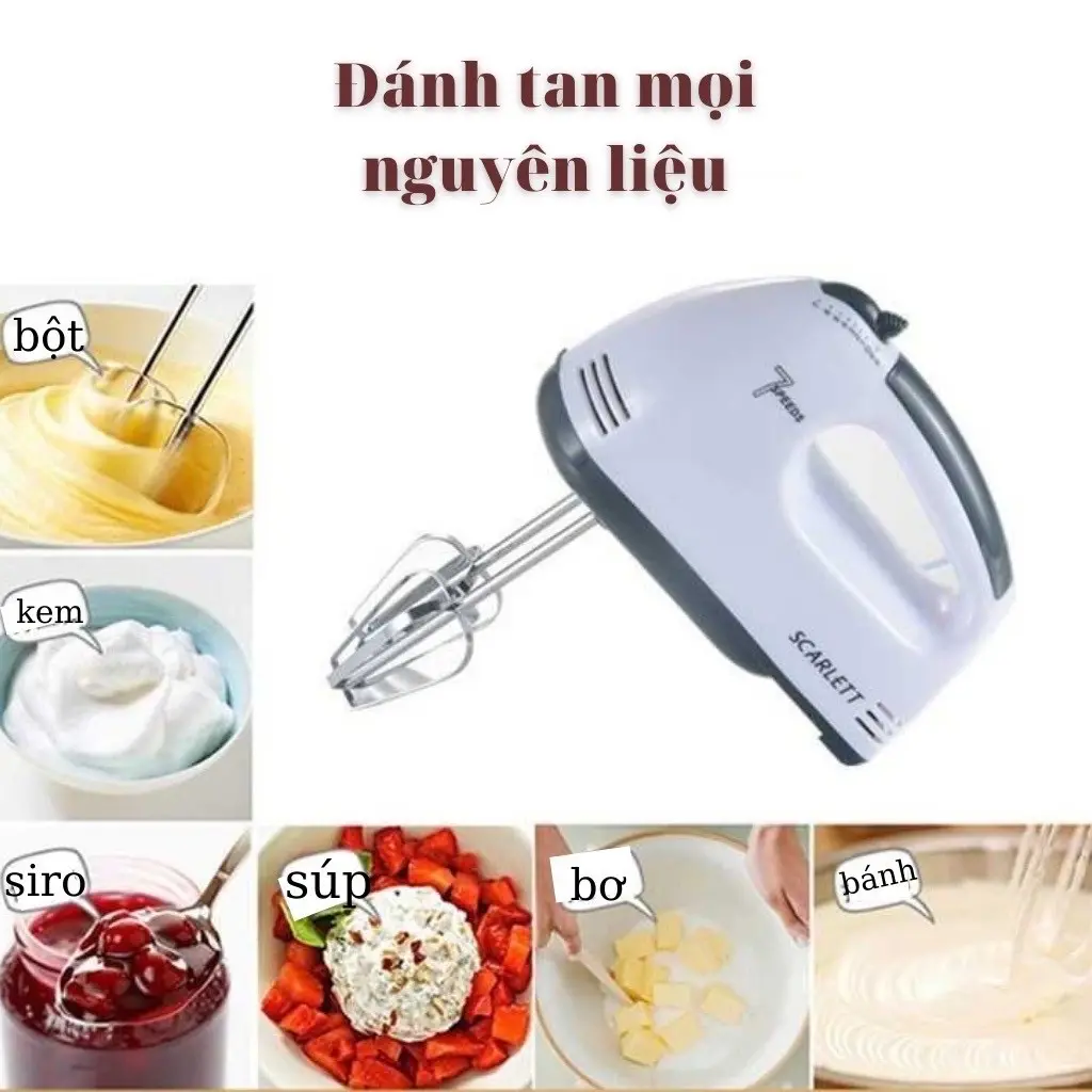 Máy đánh trứng 7 cấp độ,  máy đánh kem cầm tay mini, máy trộn bột, máy trộn kem