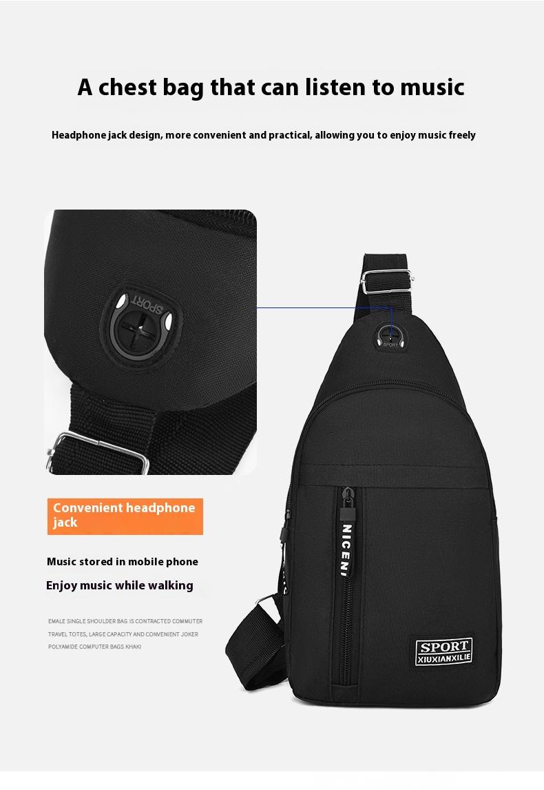 Product Introduction of 2025 new solid color chest bag men's trendy brand men's shoulder bag shoulder bag Oxford cloth casual bag small backpack 4