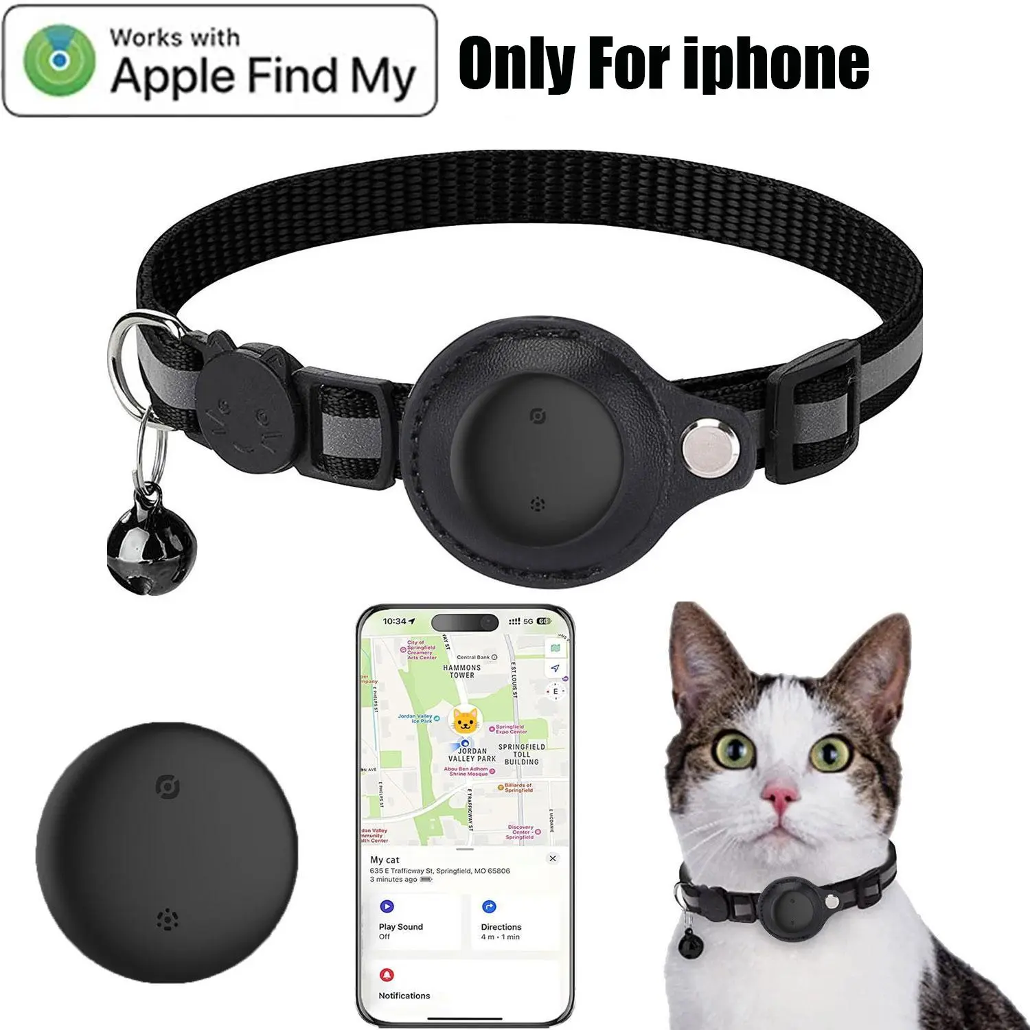 Smart Mini Cat Pet Tracker, GPS Pet Cat Collar Set, Suitable for Luggage, Dogs, Cats, Animal, Car Positioning Tracking Device, Harness, Animal, Cool Tech Gadgets