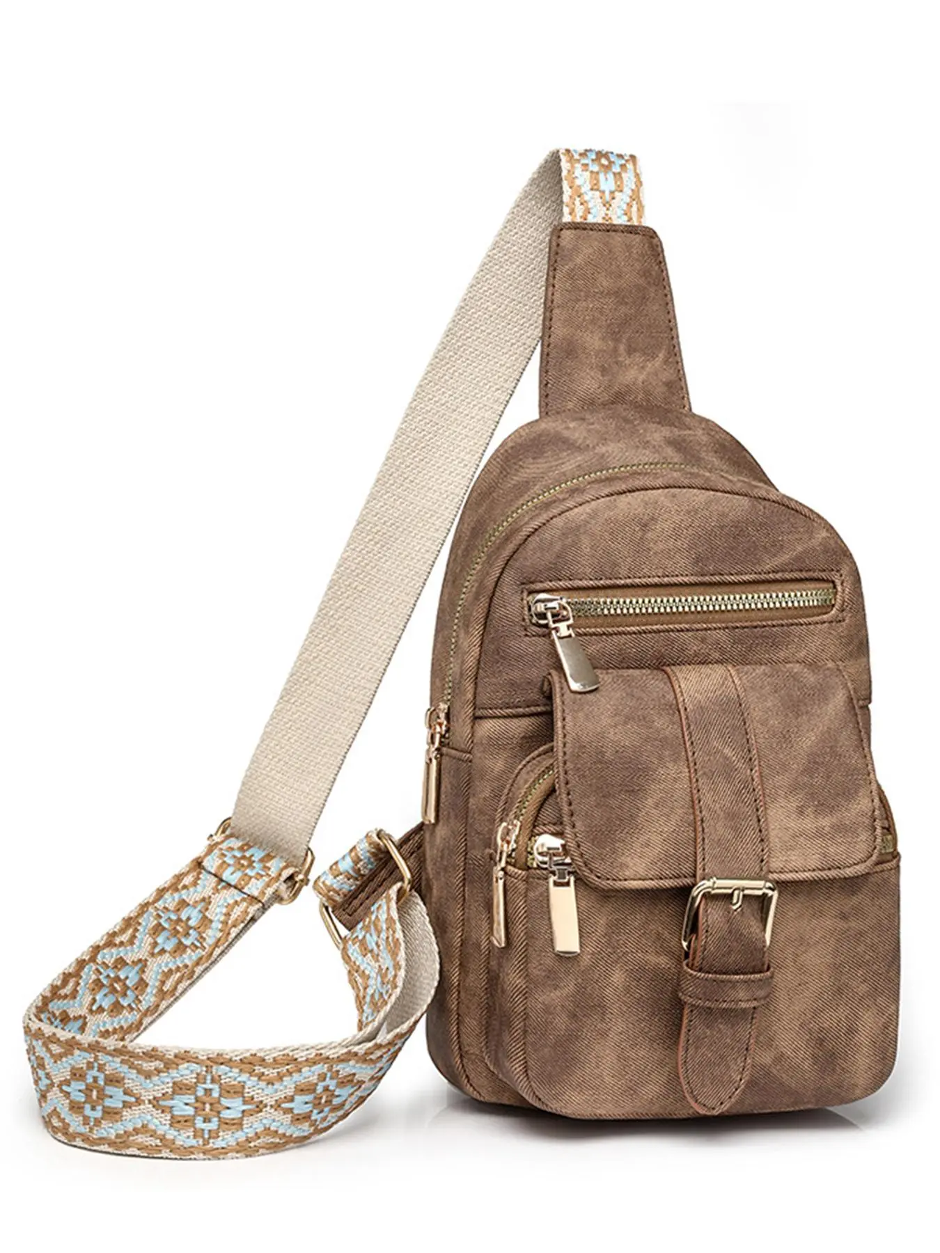 Women's Fashionable Solid Color Durable Compact Fanny Pack, Casual Versatile Zipper Chest Bag for Daily Used, Trendy All-match Sling Bag