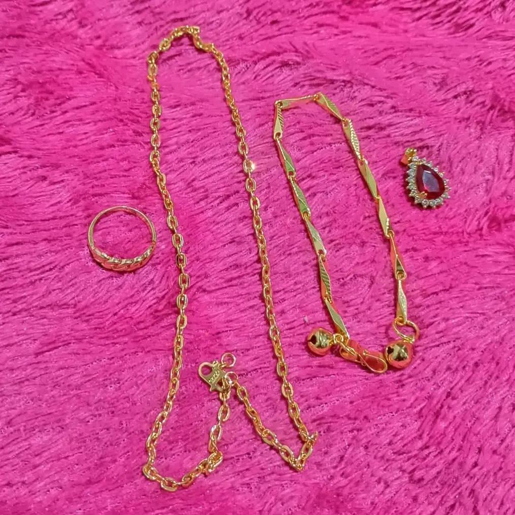 Set kalung 023+liontin batu giok gelang padi free cincin rantai