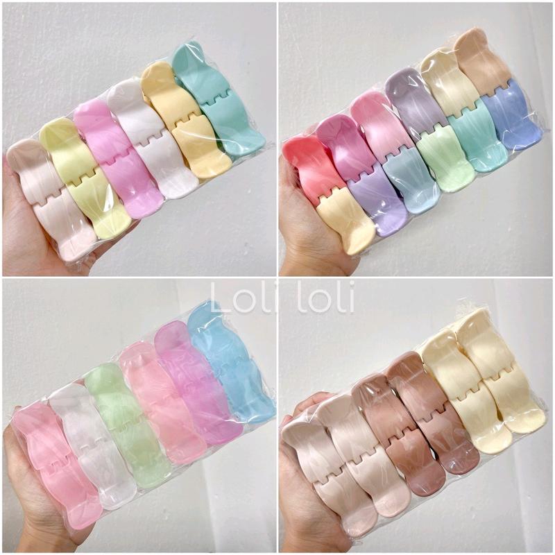  TẶNG 12 KẸP  Lố 12 kẹp càng cua 5răng 3 răng màu kẹo trà sữa 