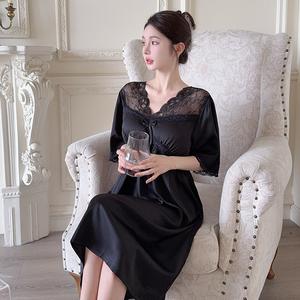 Pakaian Tidur Musim Panas untuk Wanita, Gaya Romantik Perancis, Rekaan Viscose dan Renda Bernafas, Sedia untuk Strim Langsung, Sesuai untuk Pakaian Tidur