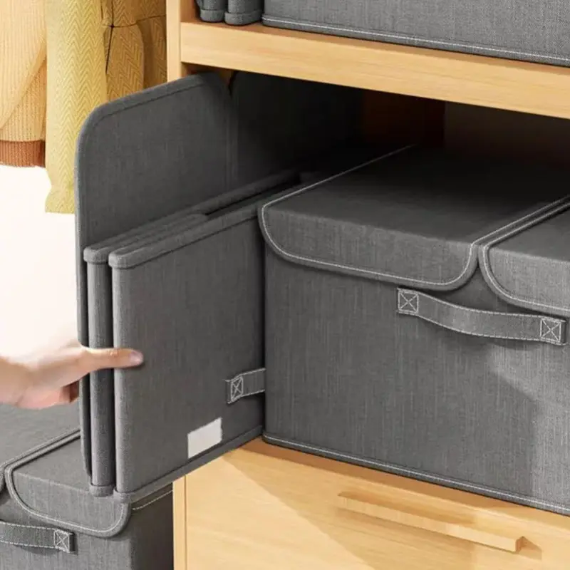 Foldable Clothes Storage Box, 1 Count Clothes Storage Organizer with Handle, Clothes Organizer for Bedroom, Dormitory, Wardrobe 3