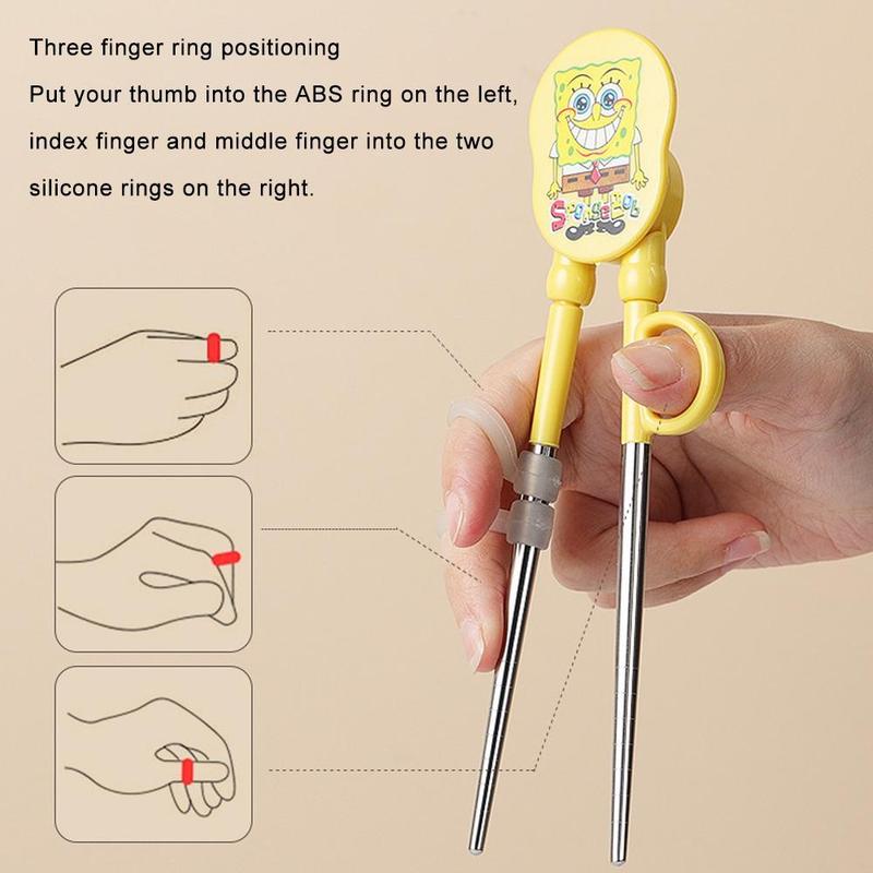 Đào Tạo Trẻ Em Em Bé Đũa Bằng Thép Không Gỉ, Thiết Kế Hoạt Hình, Thích Hợp Cho Trẻ Em Và Người Mới Bắt Đầu, Q6R8 5