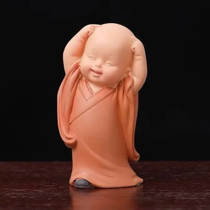 ￼TƯỢNG CHÚ TIỂU MINI ÁO NÂU - Bộ Tượng 3 Chú Tiểu An Vui An Nhiên Bình Yên Tam Không - Chú Tiểu Trang Trí Ô Tô Để Bàn Làm Việc Bàn Học . Decor Trang Trí Trang Trí Nhà Decor Phòng Đồng 6