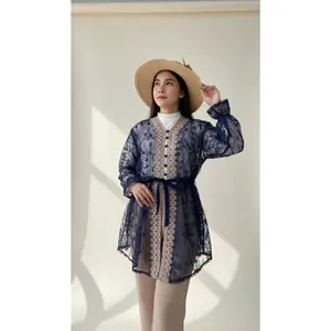 Azura Kebaya Brukat Modern Wanita -  Atasan Brukat Tunik Wanita - Outer Kondanga Wisuda