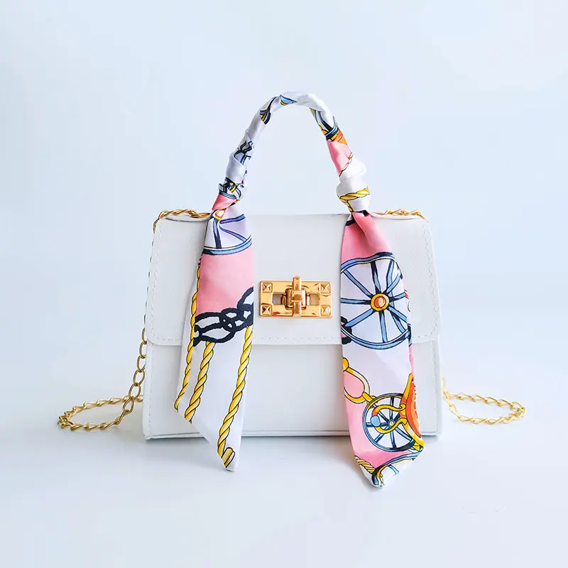Small Square Shoulder Bag with Silk Scarf Solid Color Messenger Crossbody Bag Clutch Wallet Purse and Handbags Bolsos