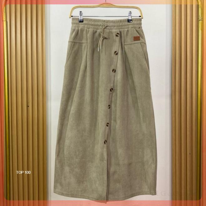ROK PANJANG CORDUROY / ROK CORDUROY KANCING / ROK WANITA Casual 1