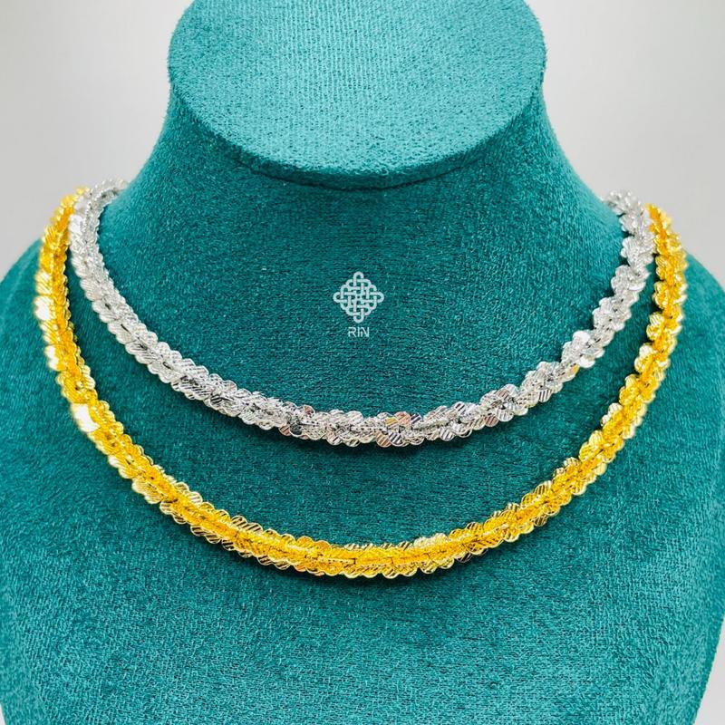 Dây chuyền xoắn titan 6 li Vòng cổ hoa mai titan màu vàng hoặc trắng không phai không rỉ sét TRANGSUCMOILUATUOI.RIN