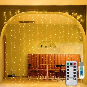 USB給電式LEDカーテンライト。結婚式・寝室・リビングルームの装飾にぴったりのデコレーションライト