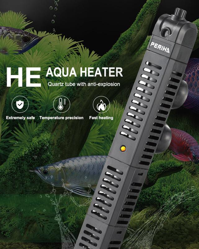 Sưởi bể cá, sưởi hồ cá, máy sưởi bể cá PERIHA HE 50/100/200/300/500 cao cấp, sưởi chống bỏng cho bể 20 - 500 lít