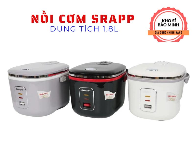 Nồi cơm SRAPP Dung tích 1.8 lít model NC198 chính hãng, nấu cơm nhanh ngon, bảo hành 12 tháng Cooker Nồi Cơm Điện