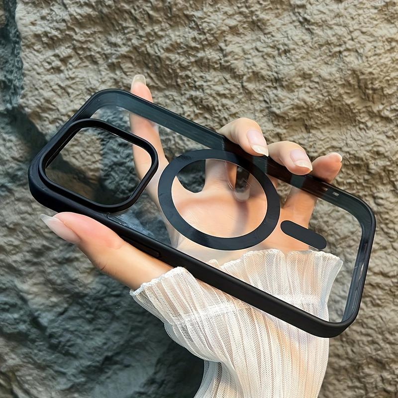 Ốp Nam Châm, Siêu Mỏng, Trong Suốt Như Pha Lê, Tương Thích Với iPhone 11 / 12 / 12mini / 13 / 13mini / 13 / 14 / 15 Pro Max Và Plus, Bảo Vệ Silicon Chống Sốc Cao Cấp