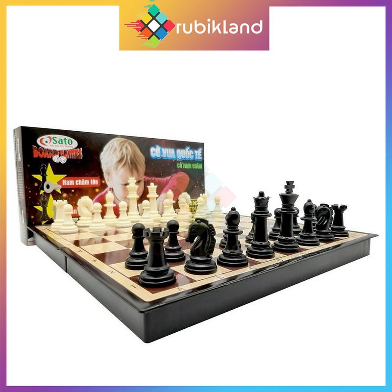 Sato Cờ Vua Size Lớn Có Nam Châm Trắng Đen Loại Cao Cấp Đồ Chơi Trí Tuệ Thể Thao Board Game Cờ Quốc Tế