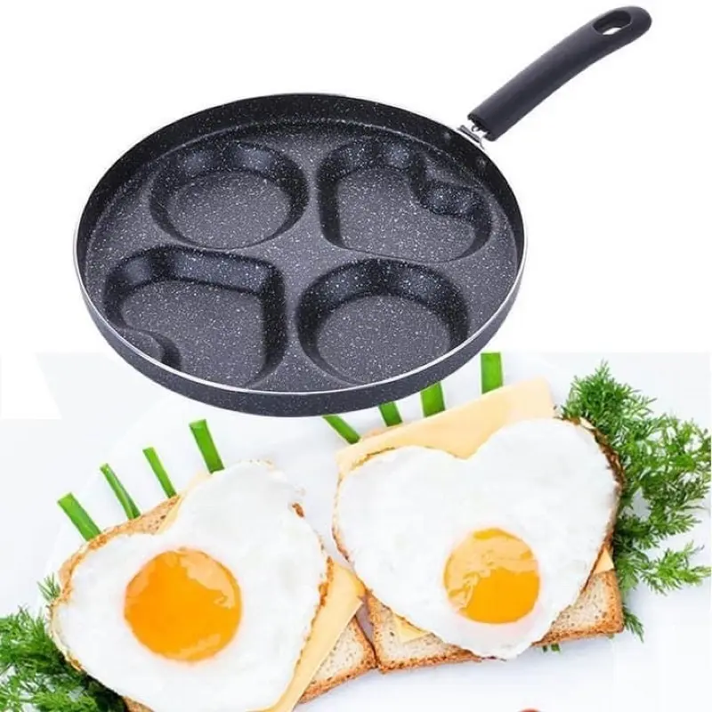 Khuôn Chảo Chiên Rán Trứng Làm Bánh 4 Ngăn Chống Dính, Chảo làm bánh pancake 4 ngăn tiện dụng