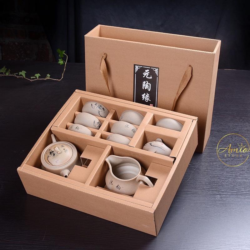 Bộ Ấm Chén Uống Trà Phòng Khách Sang Trọng Cao Cấp, Bộ Ấm Chén Pha Trà Cao Cấp Đẹp Họa Tiết Hoa Sen