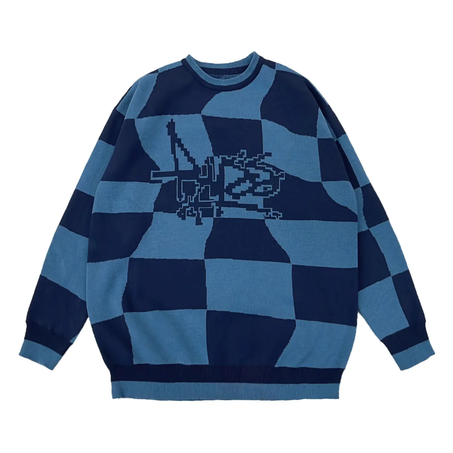 Russ Sweater Crewneck Rajut Knitting Pixense Blue Knitwear Pria Tebal Kerah Navy Baju Cowok