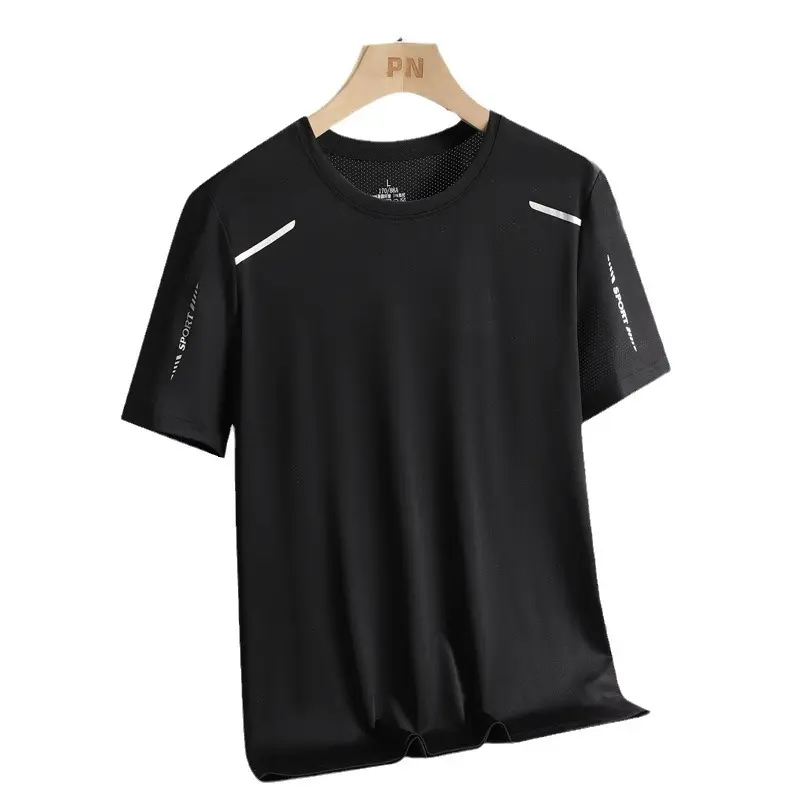 Sports Ice Silk T-shirt Men's Quick Drying Clothes Short Sleeve Running Outfit Summer Jersey Fitness Clothes Basketball Badminton Clothing