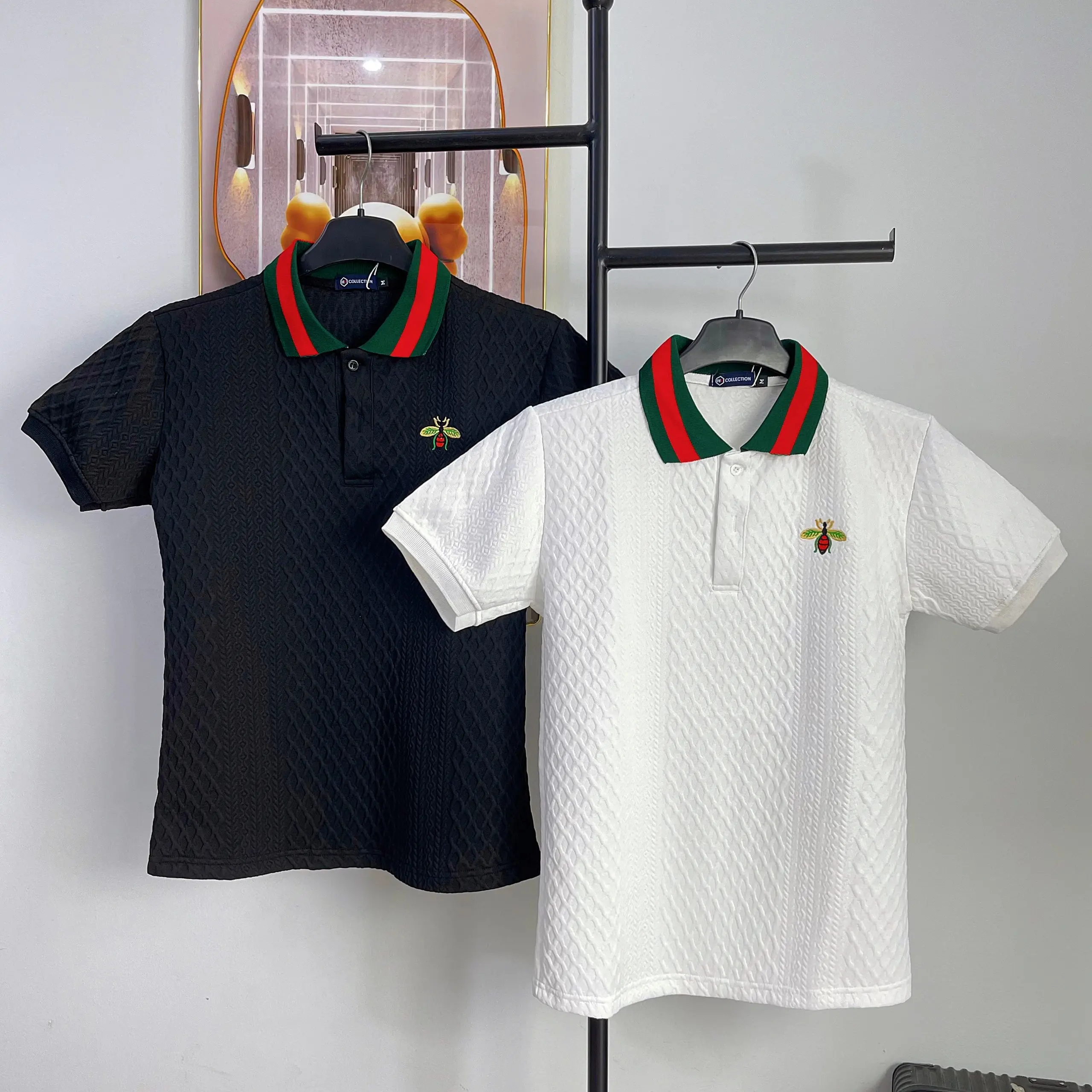 Áo thun nam cổ trụ chất liệu xốp dập nổi thêu hình siêu hot By KEN Menswear Polo Shirt Có Cổ