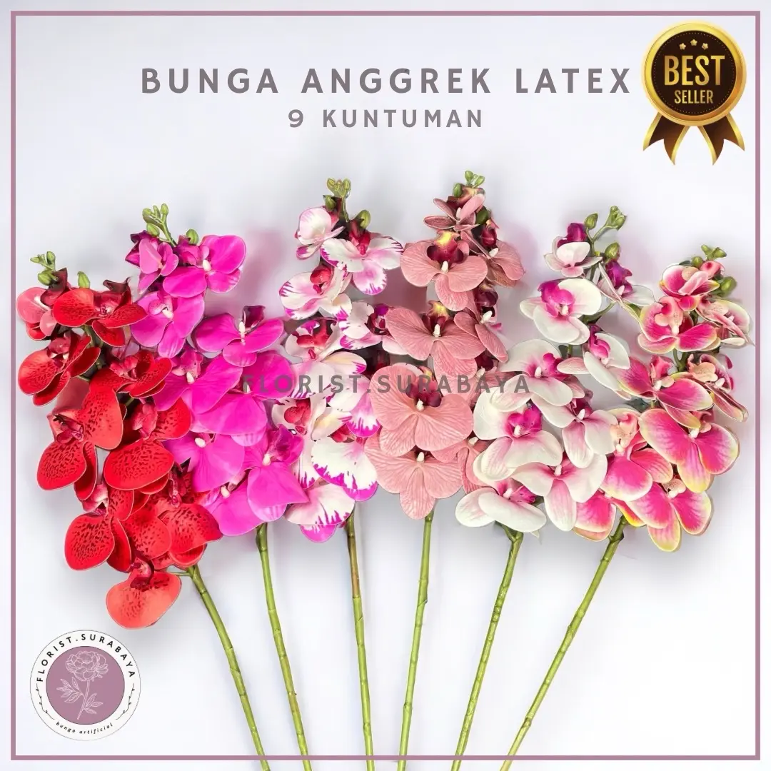 (BEST SELLER) Bunga Anggrek Latex Jumbo 9 Kuntum Bunga Anggrek Hias Tangkai Panjang Artificial bunga palsu aesthetic anggrek artificial bunga  bridesmaid anggrek  putih