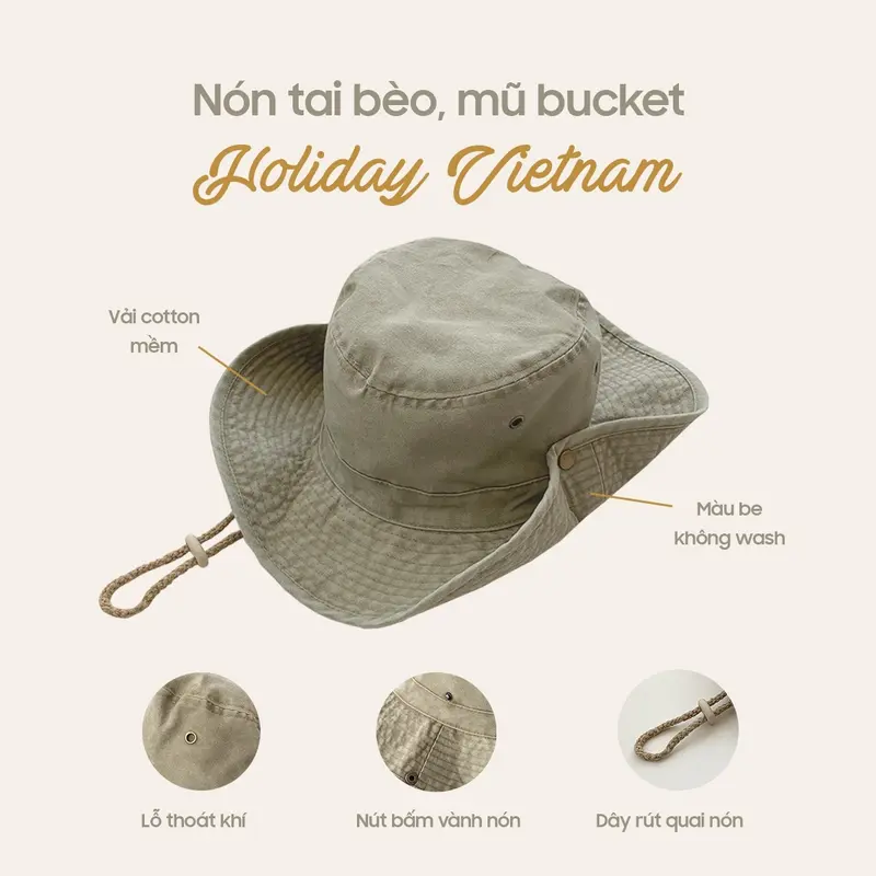 NÓN TAI BÈO (MŨ BUCKET) CAMPING PICNIC 0