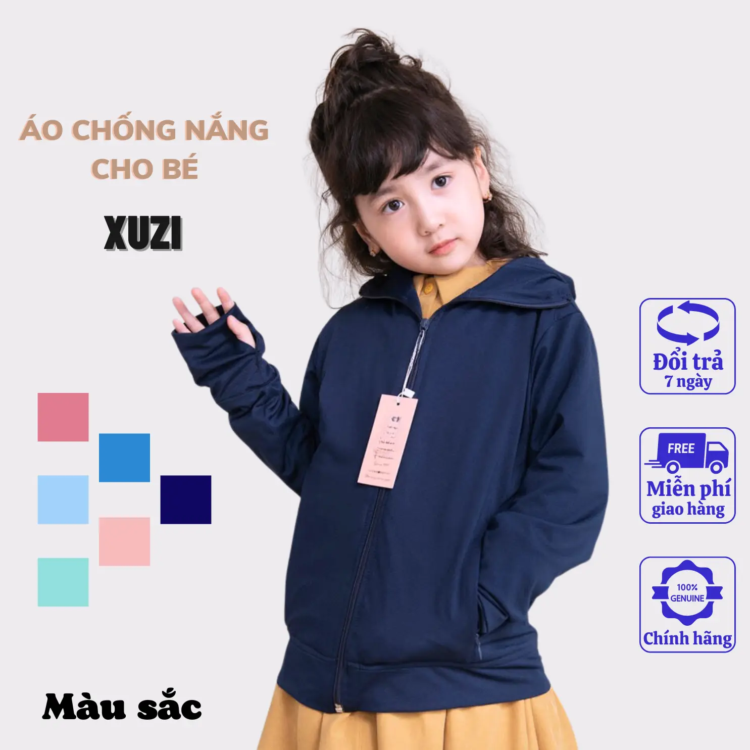 áo chống nắng cho bé trai gái 1 lớp áo khoác chống nắng cho bé vải thông hơi cao cấp ngăn tia UV bảo vệ da của nhà XUZI.