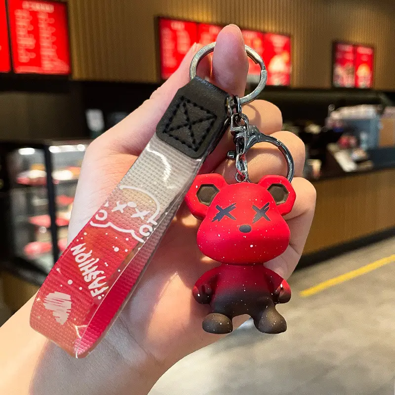 Cartoon Chameleon Bear Acrylic Keychain Men's and Women's Starry Bear Bag Small Pendant Cute Car Personality Hanging Ornaments